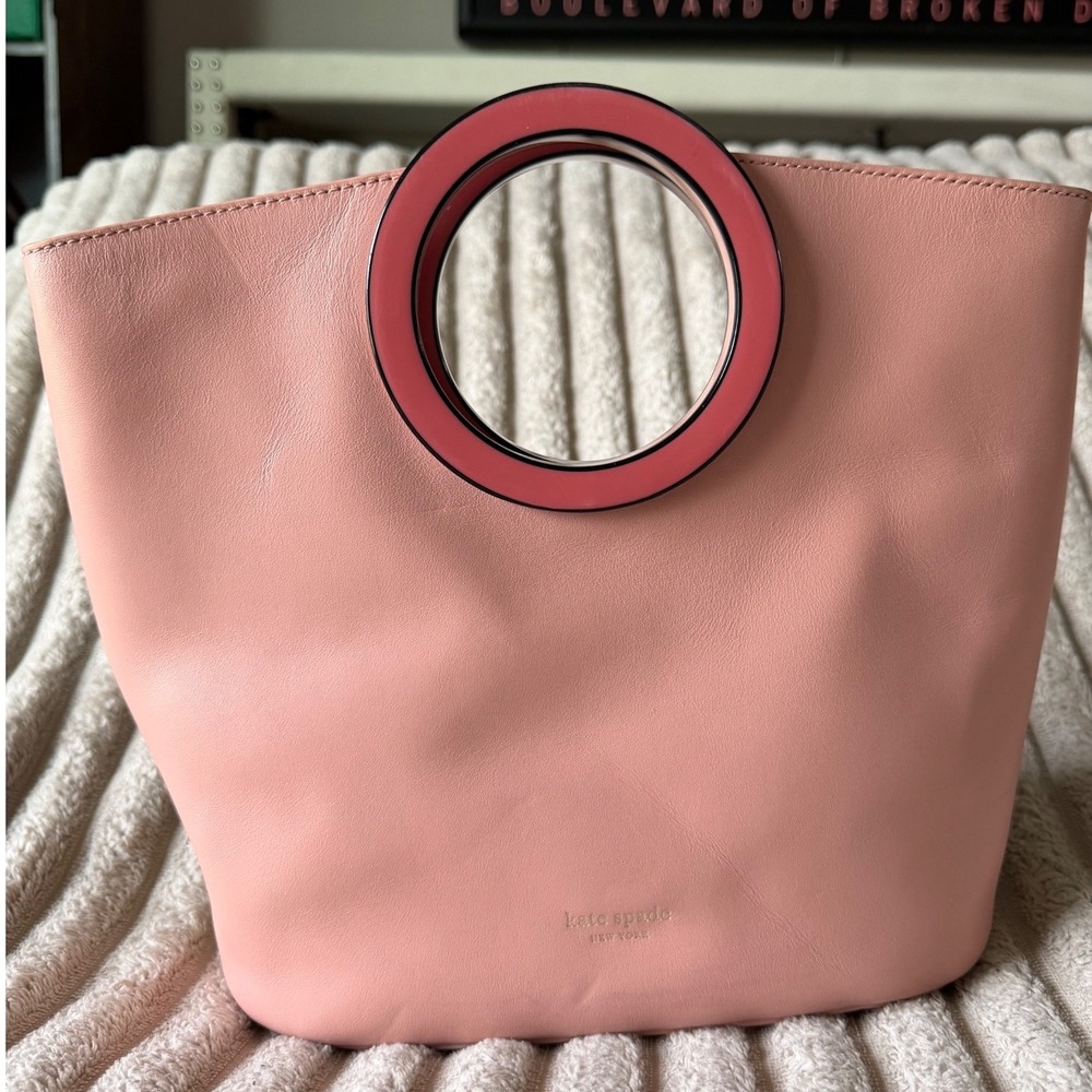 Kate Spade New York Betty Medium‎ Tote Pink Italian Leather Resin Ring Handles